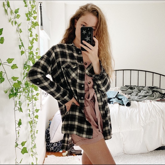 Urban Outfitters Tops - BDG Oversized Black and White Flannel